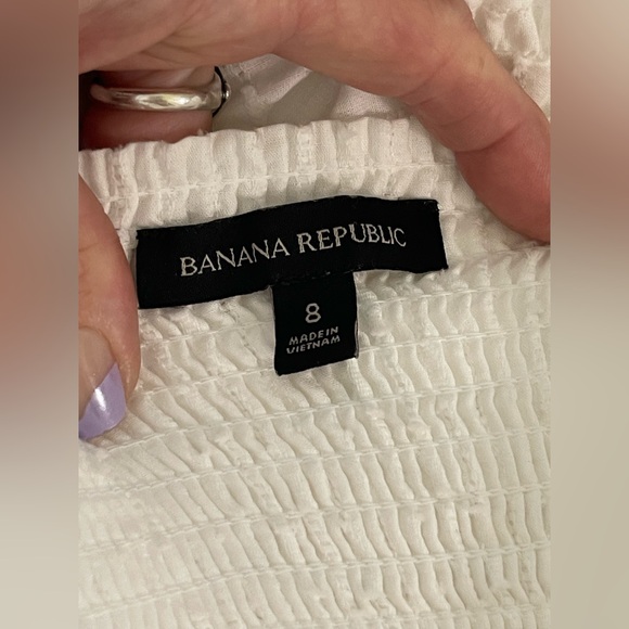 Banana republic white boho slimming long dress Sz 8 - Picture 9 of 12